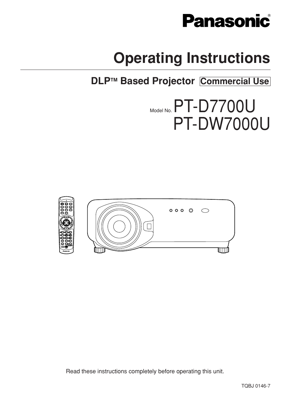 Panasonic PT-DW7000U User Manual | 116 pages