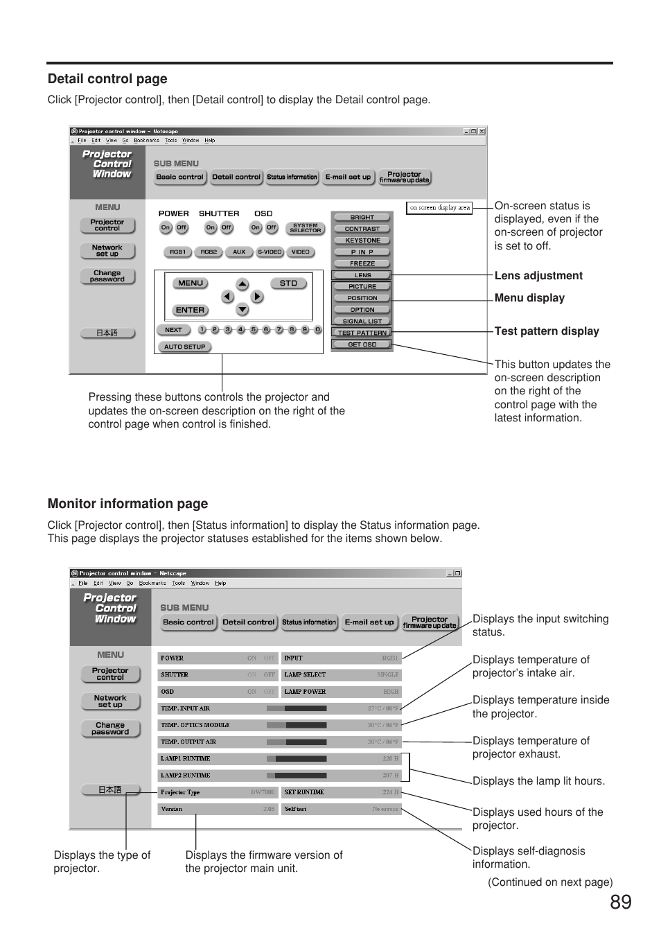Panasonic PT-DW7000U User Manual | Page 89 / 116