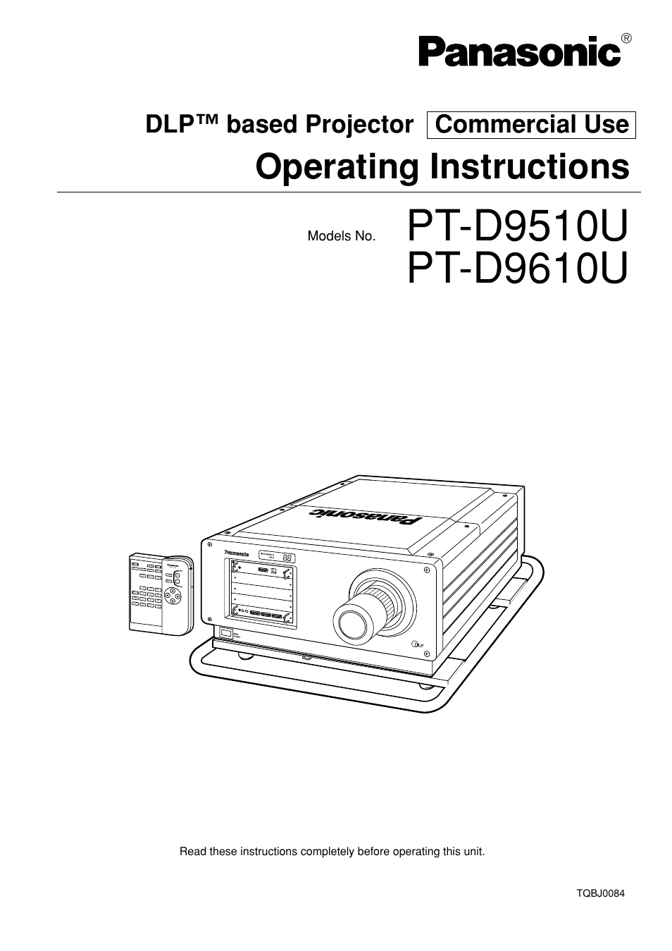 Panasonic PT-D9610U User Manual | 100 pages