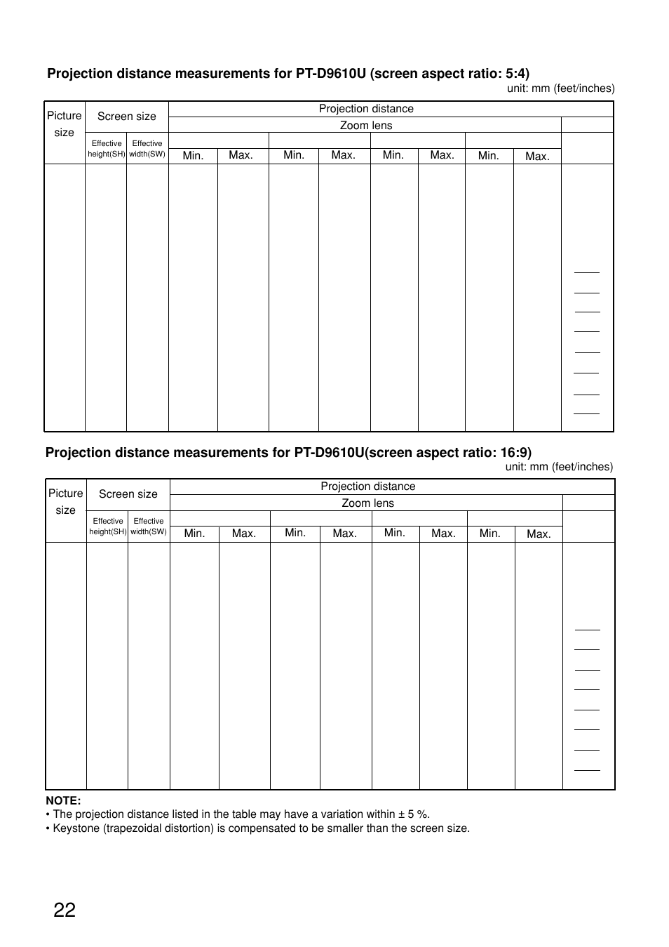 Panasonic PT-D9610U User Manual | Page 22 / 100