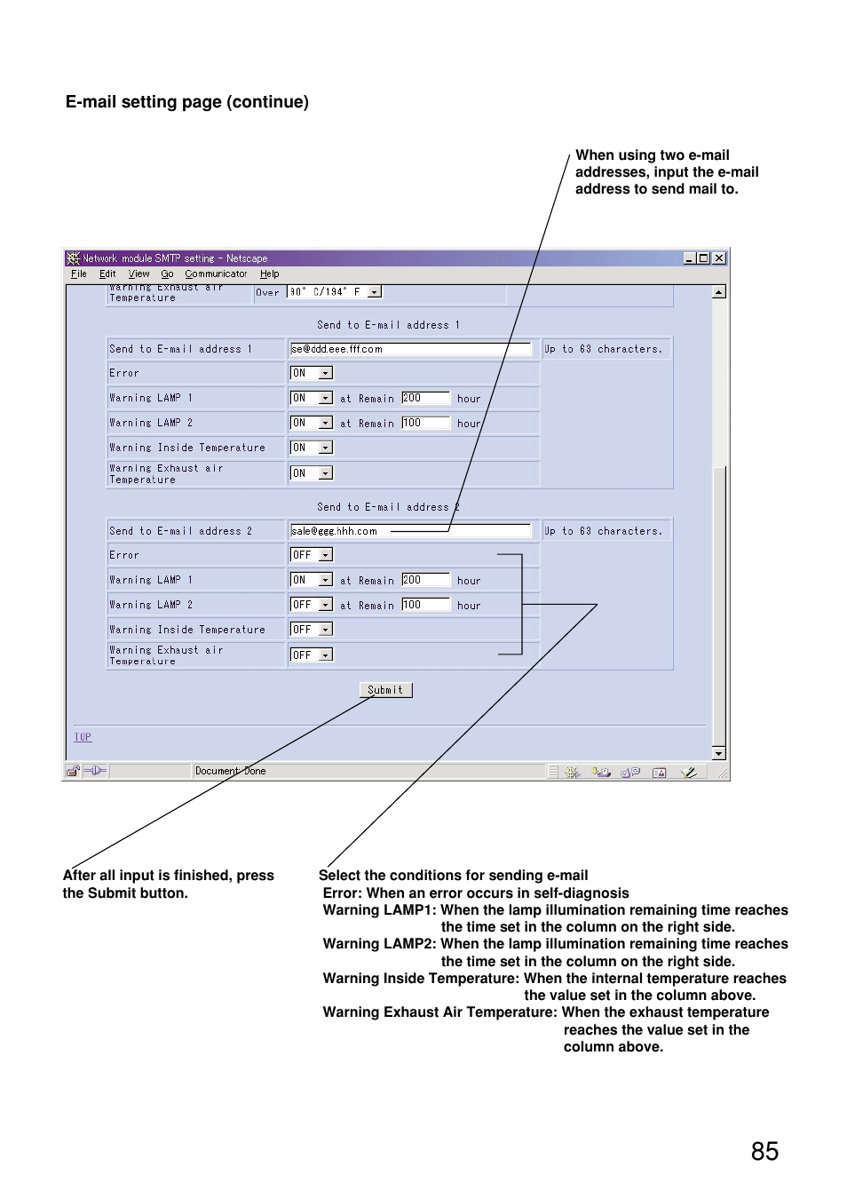 Panasonic PT-D9610U User Manual | Page 85 / 100