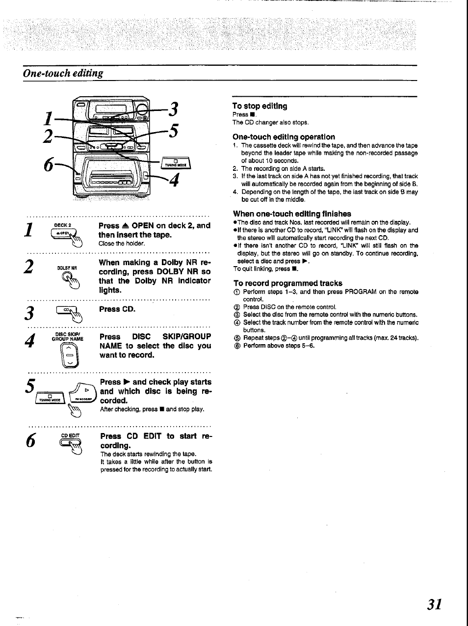 One-touch editing | Panasonic SC-CH84M User Manual | Page 31 / 46