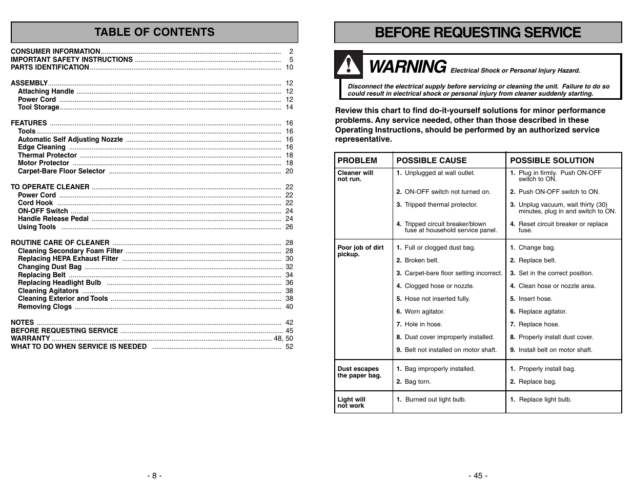 Panasonic MC-V7522 User Manual | Page 45 / 52