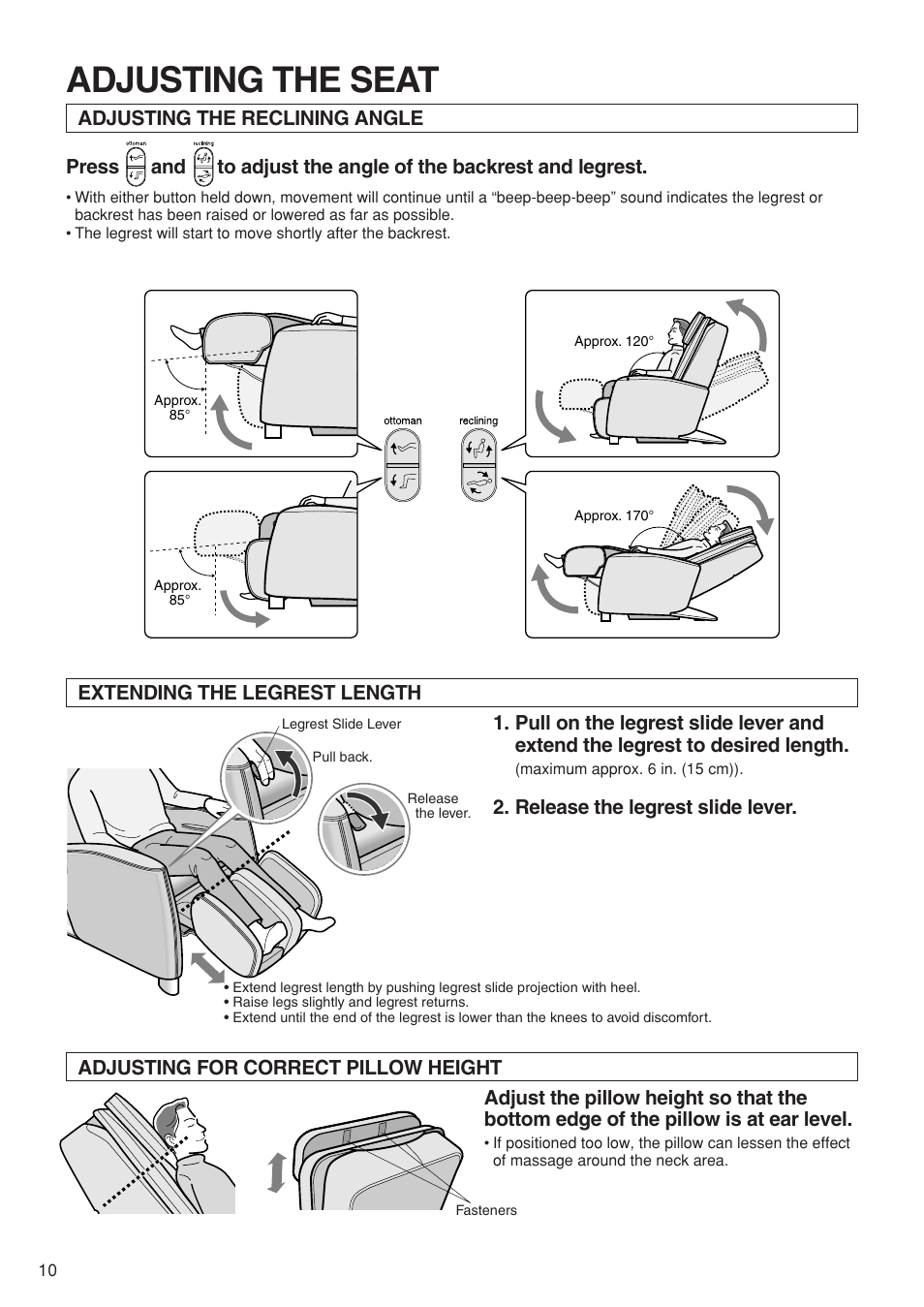 Adjusting the seat | Panasonic EP1273 User Manual | Page 12 / 27