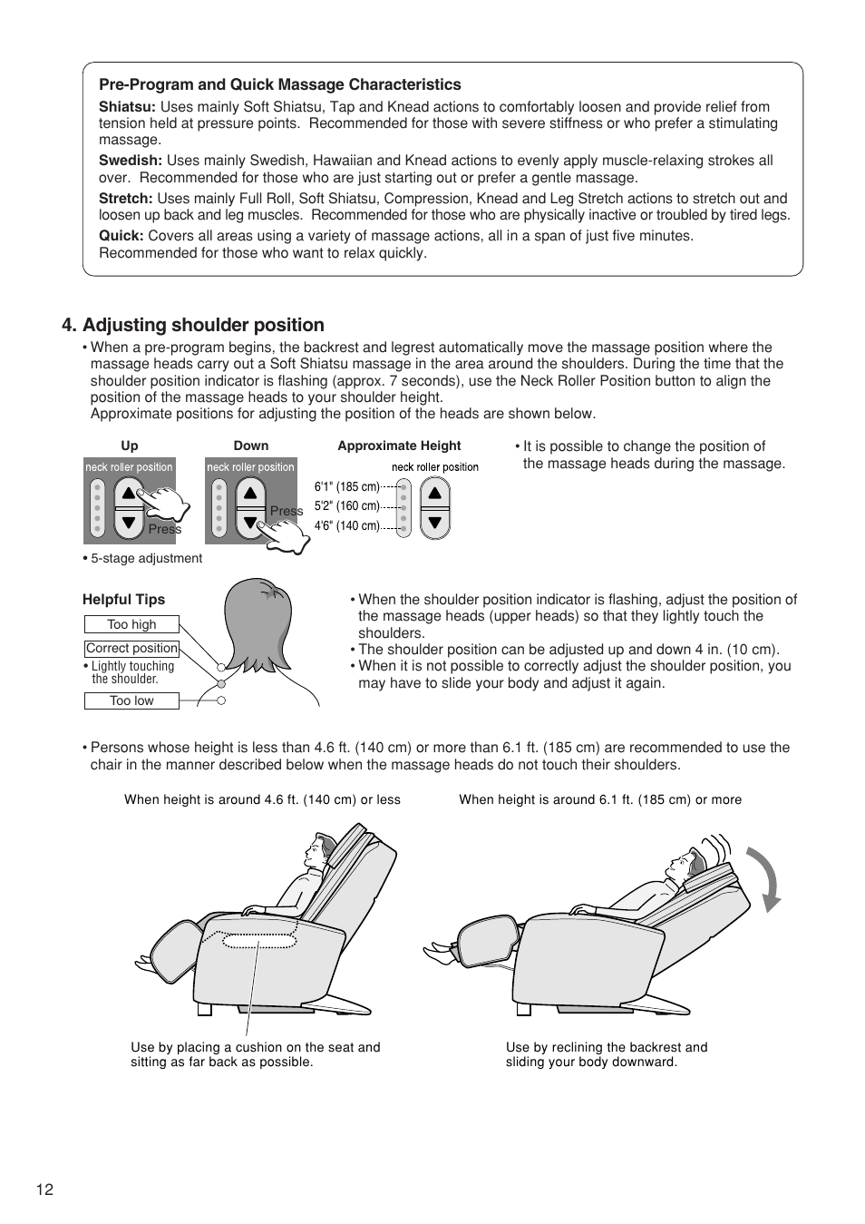 Adjusting shoulder position | Panasonic EP1273 User Manual | Page 14 / 27