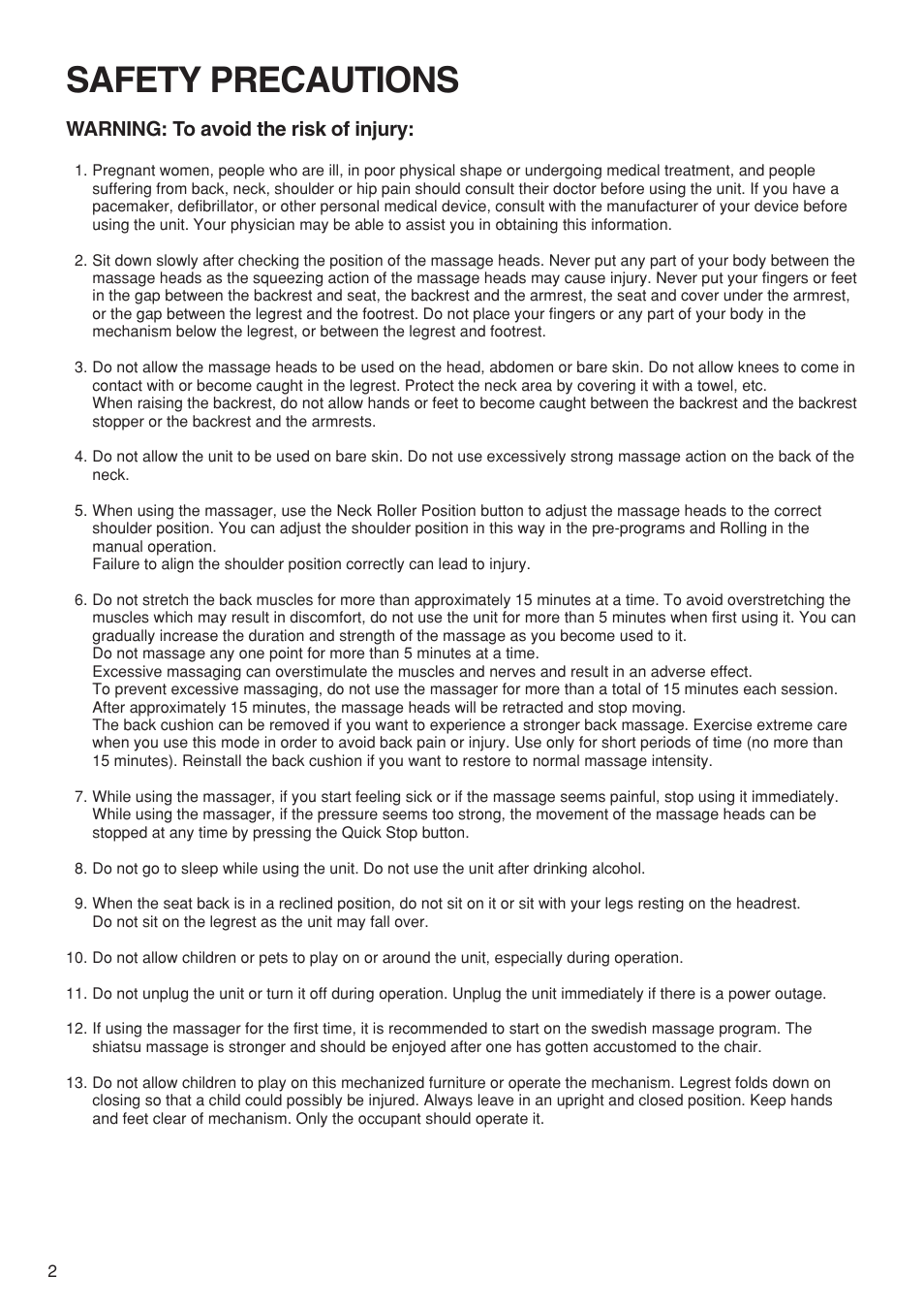 Safety precautions | Panasonic EP1273 User Manual | Page 4 / 27