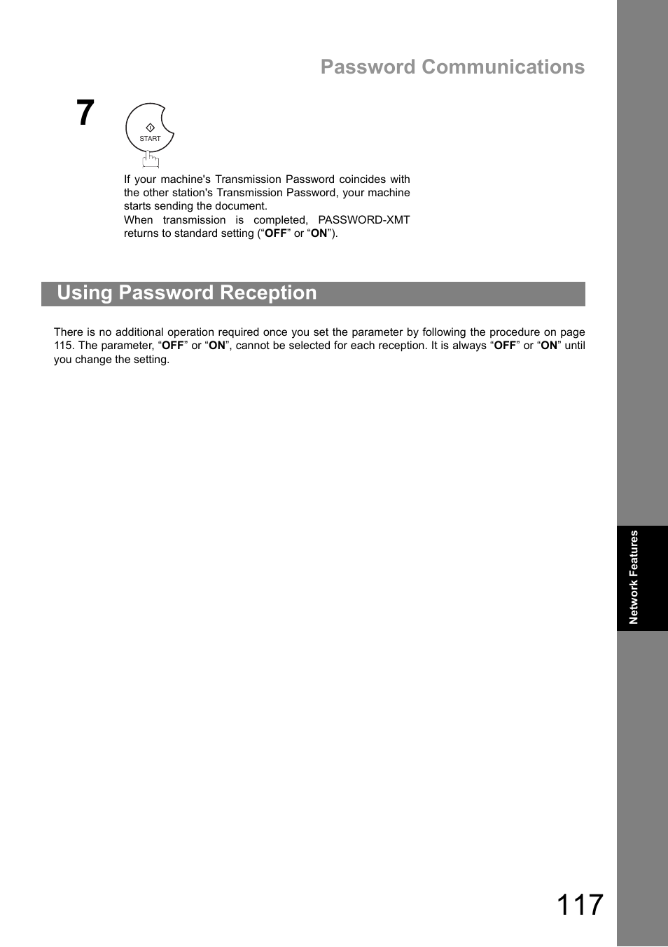 Using password reception, Password communications | Panasonic UF-890/990 User Manual | Page 117 / 170