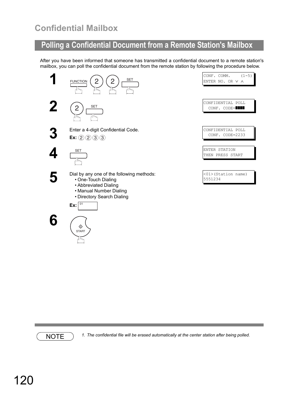 Confidential mailbox | Panasonic UF-890/990 User Manual | Page 120 / 170