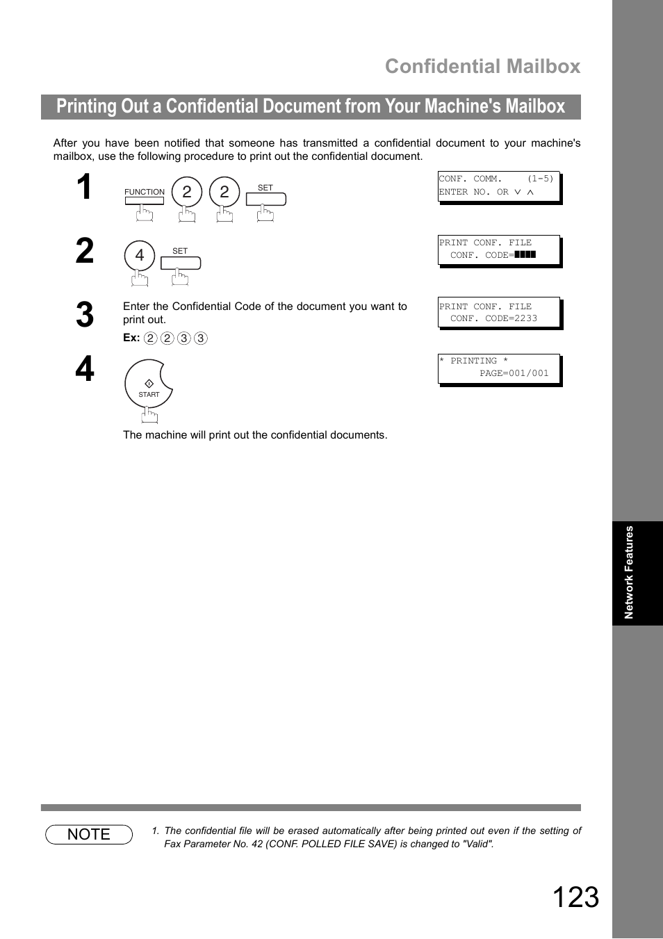 Confidential mailbox | Panasonic UF-890/990 User Manual | Page 123 / 170