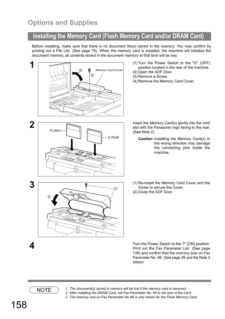 Options and supplies | Panasonic UF-890/990 User Manual | Page 158 / 170