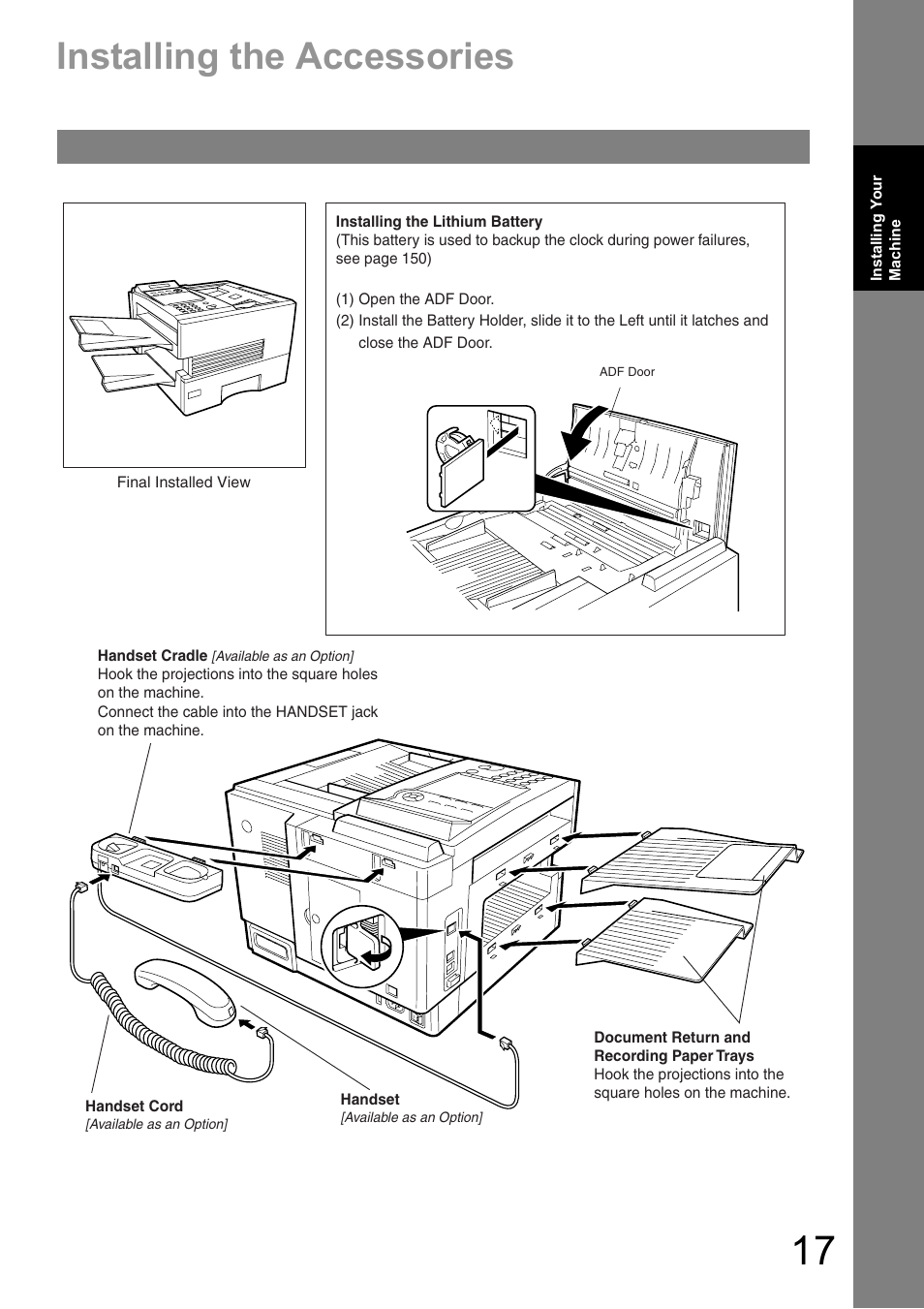 Installing the accessories | Panasonic UF-890/990 User Manual | Page 17 / 170