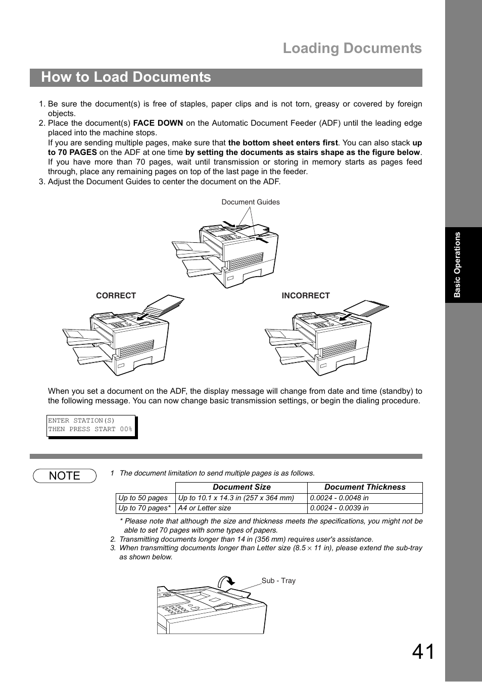 How to load documents, Loading documents | Panasonic UF-890/990 User Manual | Page 41 / 170