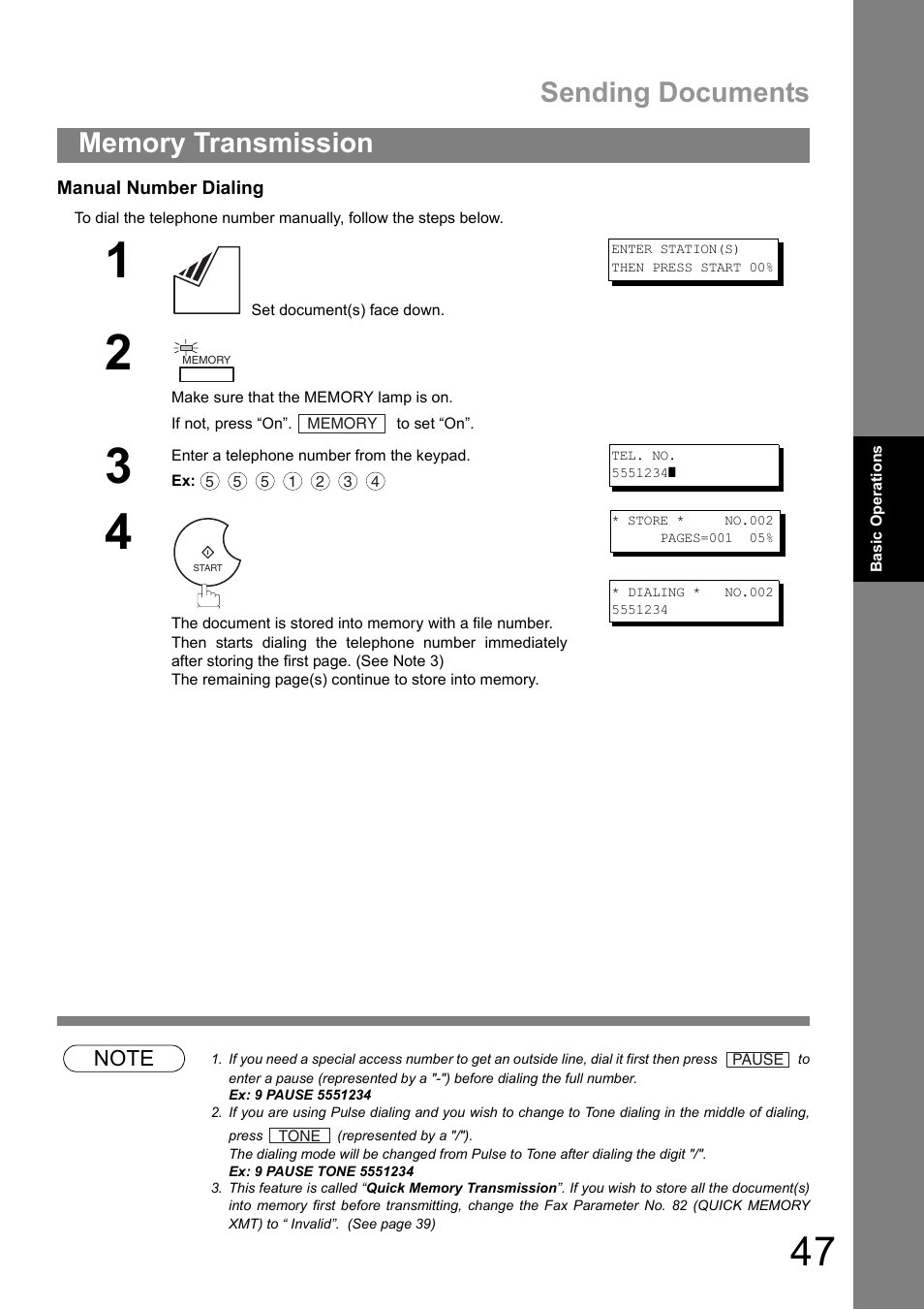 Sending documents | Panasonic UF-890/990 User Manual | Page 47 / 170