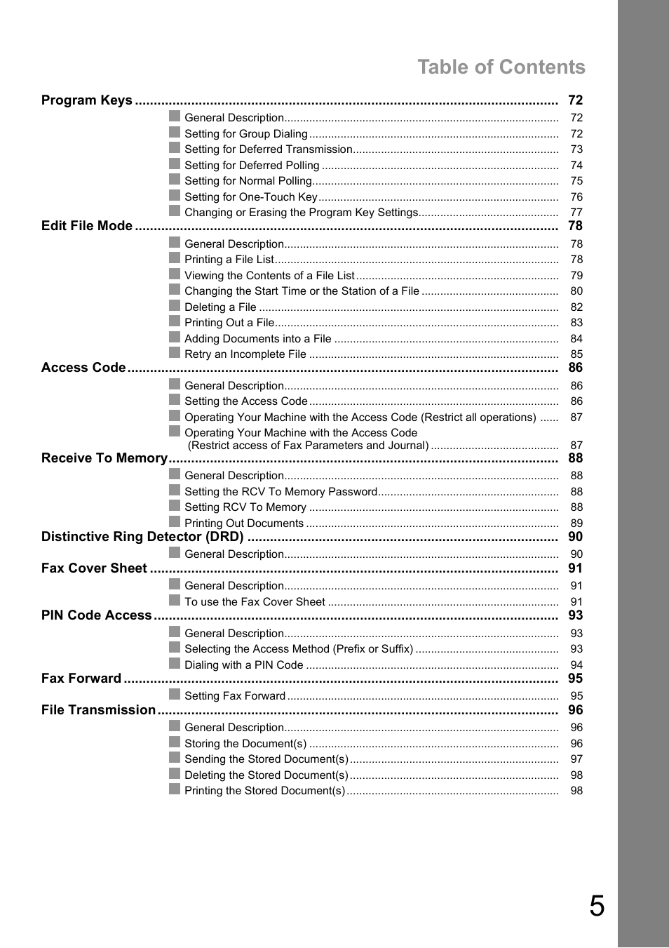 Panasonic UF-890/990 User Manual | Page 5 / 170