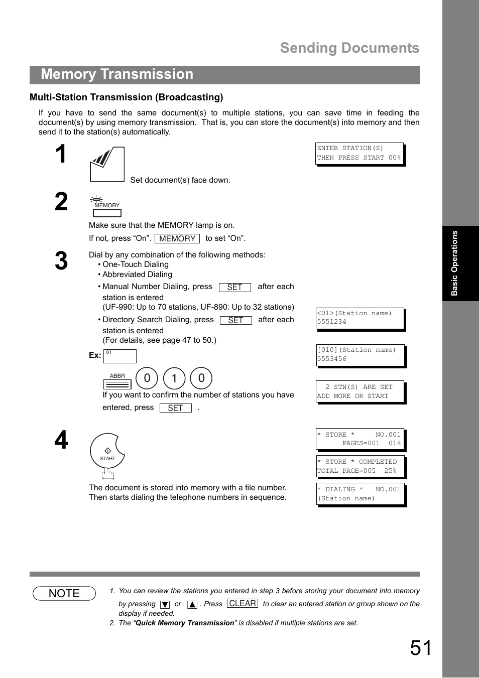 Sending documents | Panasonic UF-890/990 User Manual | Page 51 / 170