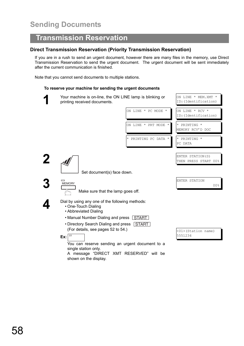 Sending documents, Transmission reservation | Panasonic UF-890/990 User Manual | Page 58 / 170