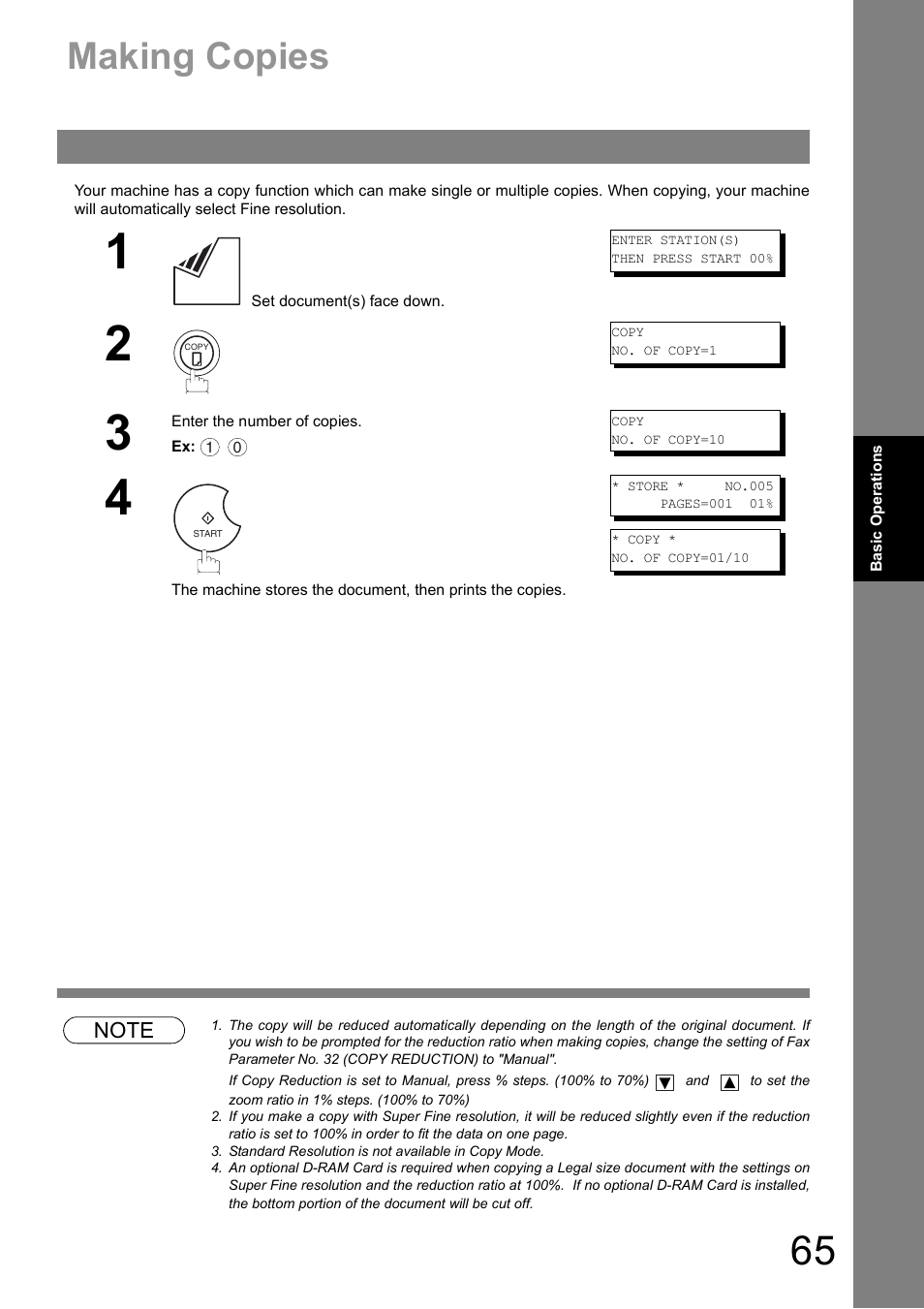 Making, Making copies | Panasonic UF-890/990 User Manual | Page 65 / 170