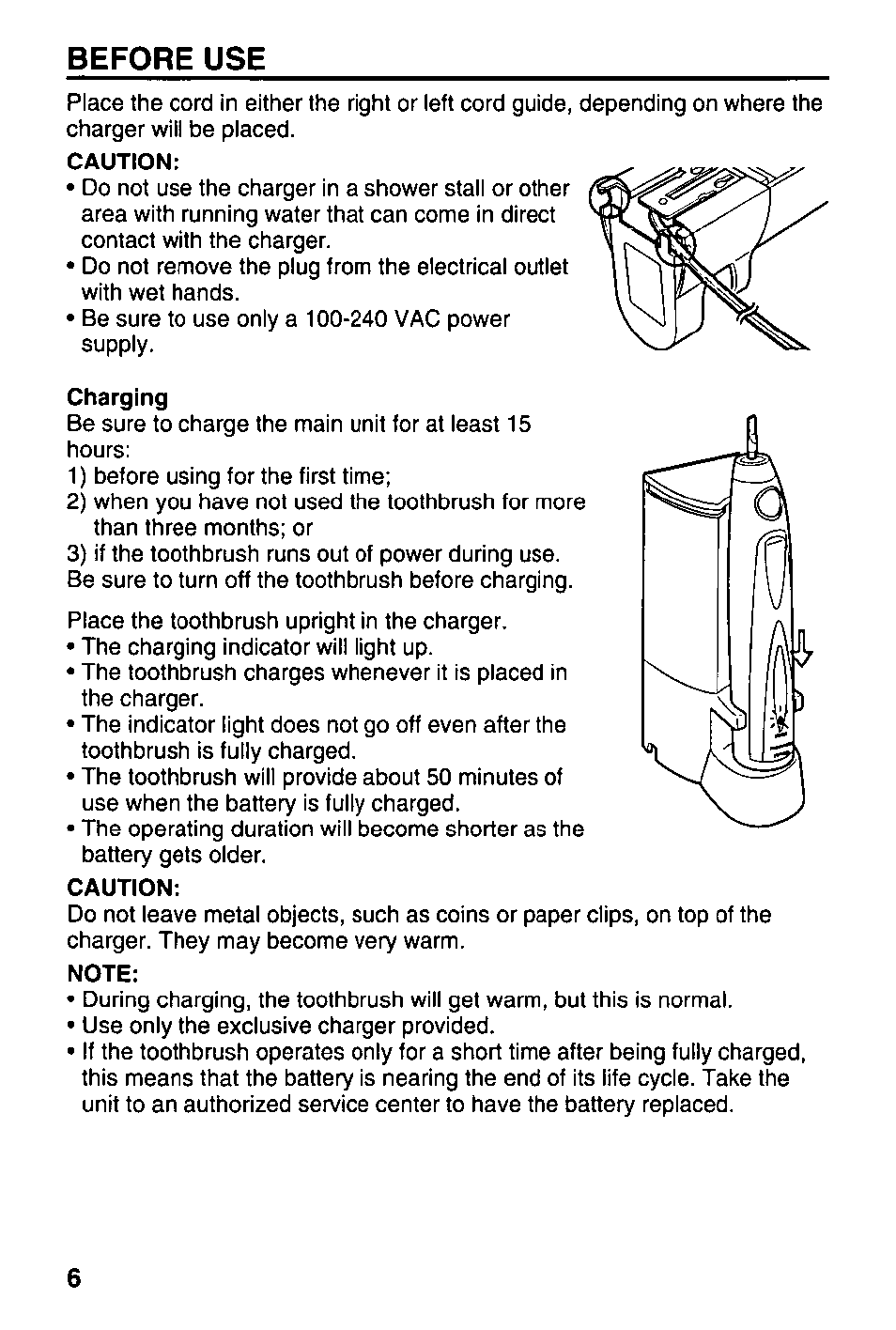 Before use | Panasonic EW1000 User Manual | Page 6 / 28