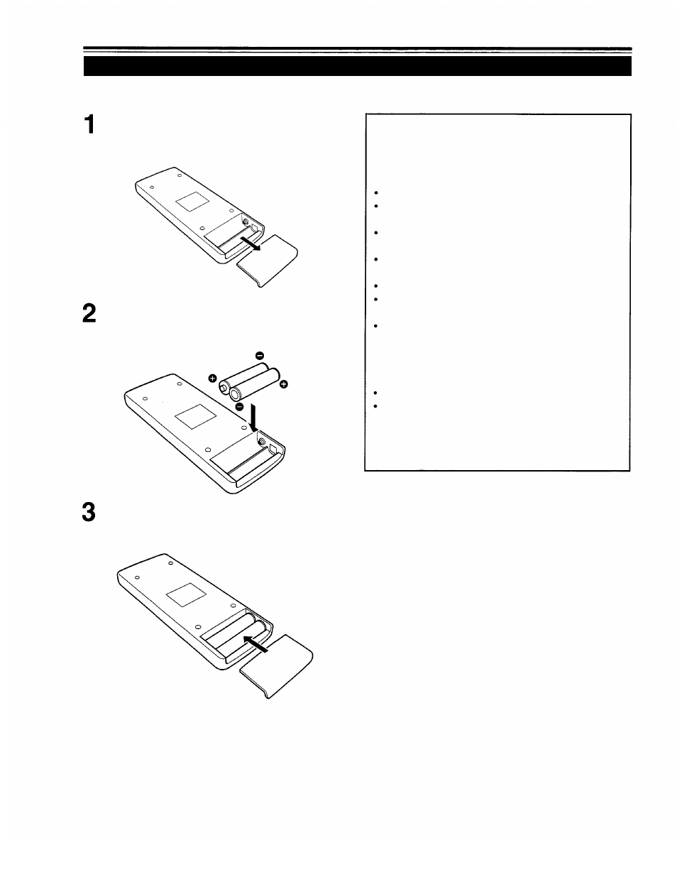 Installing batteries, Open the back cover, Install the batteries | Close the back cover | Panasonic PT-D995U User Manual | Page 16 / 60
