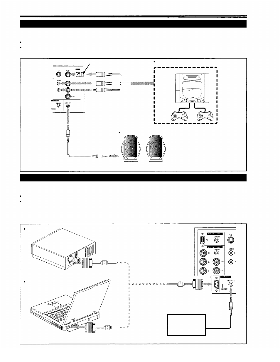 Connecting to other devices, Connecting to devices which control the projector, Connecting to various devices (cont.) | Panasonic PT-D995U User Manual | Page 23 / 60
