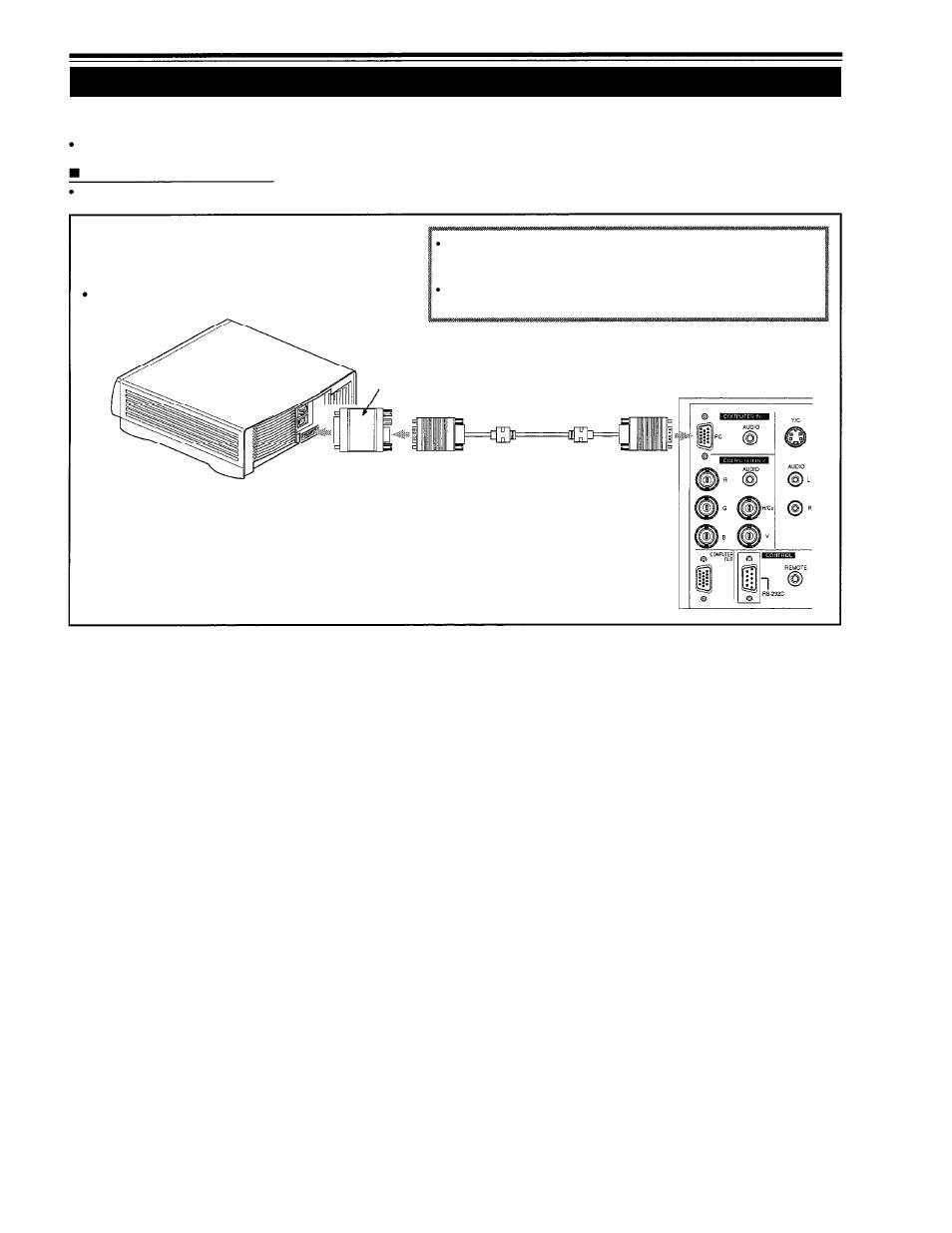 Connecting to computer devices (cont.), Connecting to various devices (cont.) | Panasonic PT-D995U User Manual | Page 25 / 60