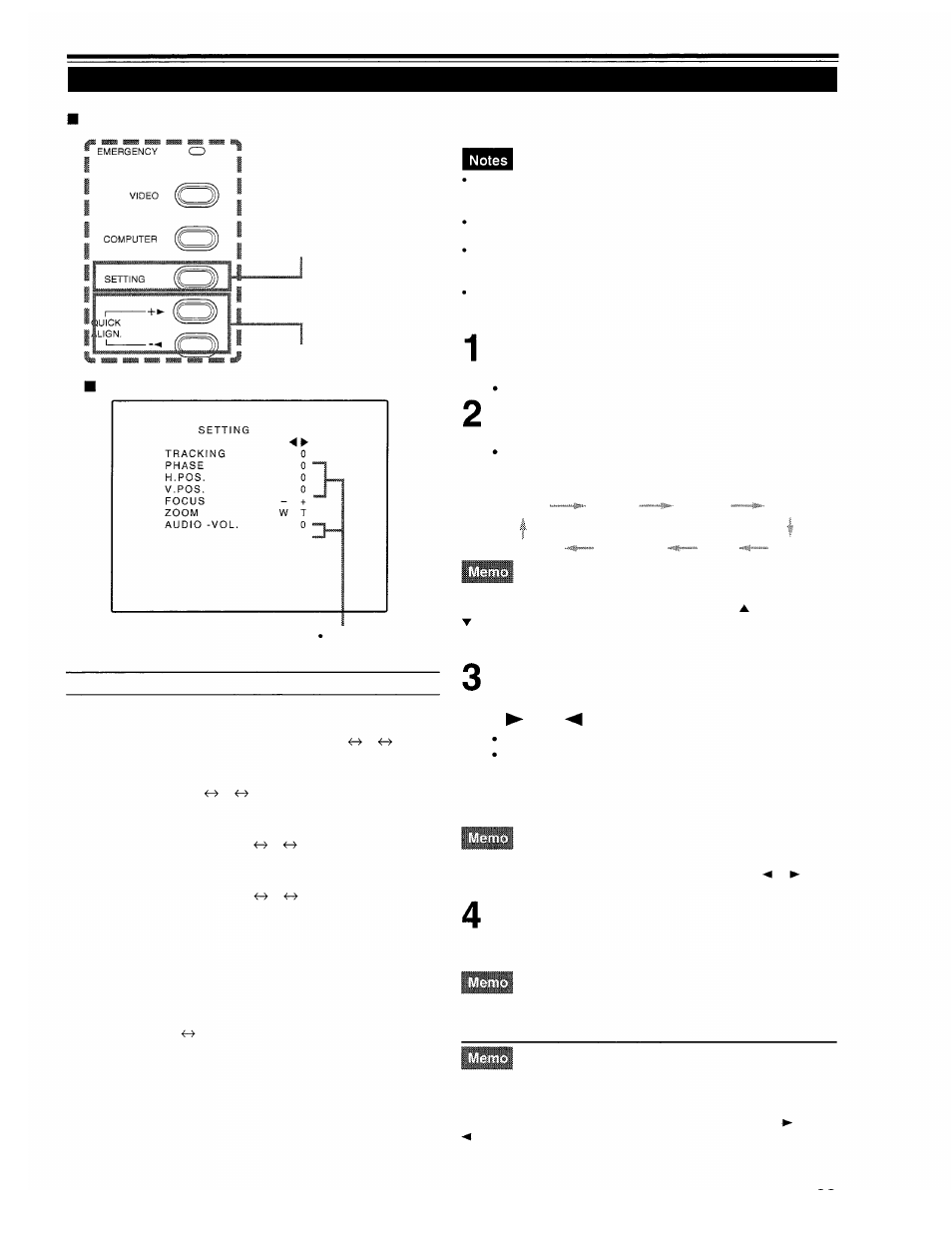 Operating the setting menu, Making basic settings, Press the setting button of the projector | Panasonic PT-D995U User Manual | Page 33 / 60
