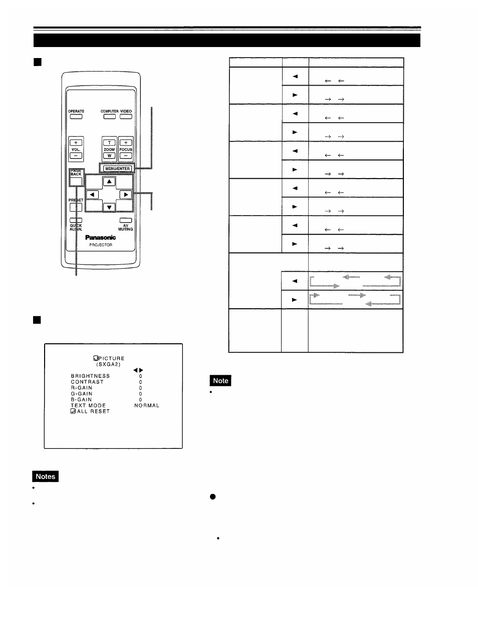 Submenu items, Operating the main menu (cont.) | Panasonic PT-D995U User Manual | Page 43 / 60