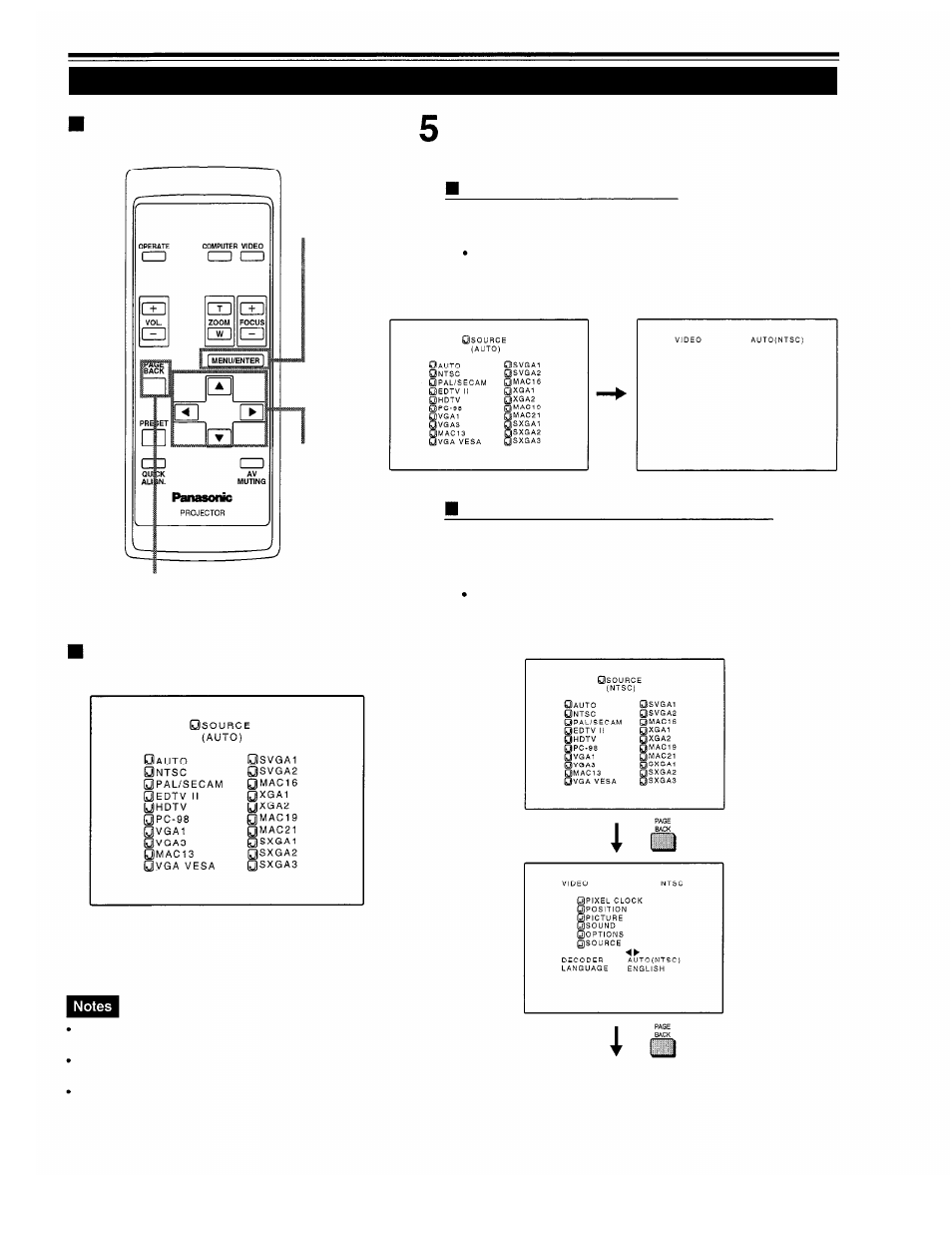 Submenu item, Press the menu/enter button to set (fix) it | Panasonic PT-D995U User Manual | Page 49 / 60