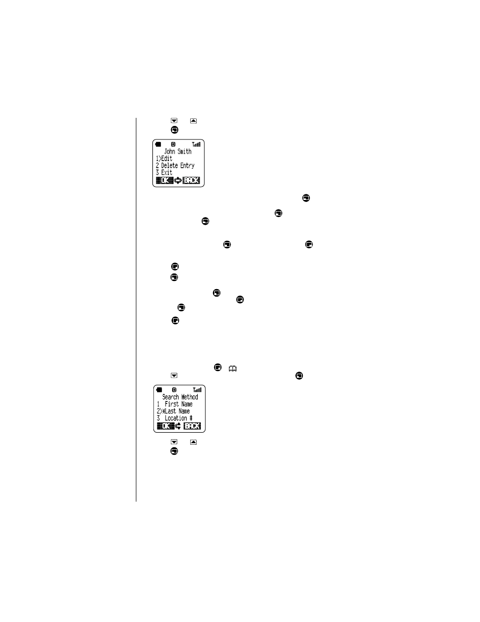 Selecting a phonebook search method | Panasonic Versio EB-TX320 User Manual | Page 44 / 46