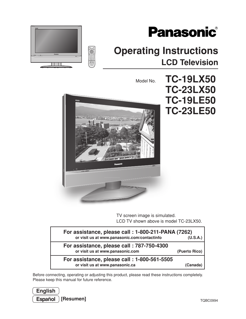 Panasonic TC 23LX50 User Manual | 40 pages