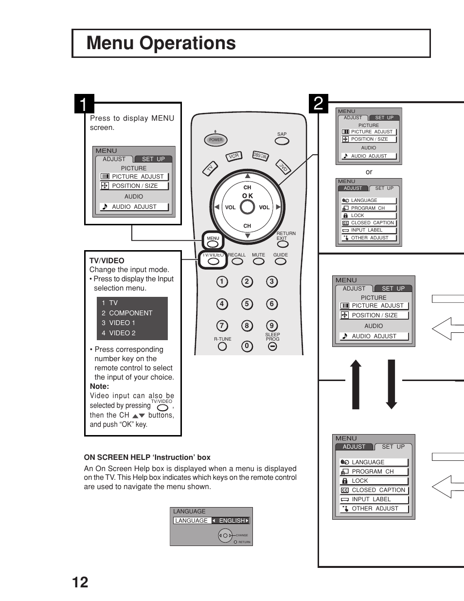 Menu operations, Menu operations 2 | Panasonic TC 23LX50 User Manual | Page 12 / 40