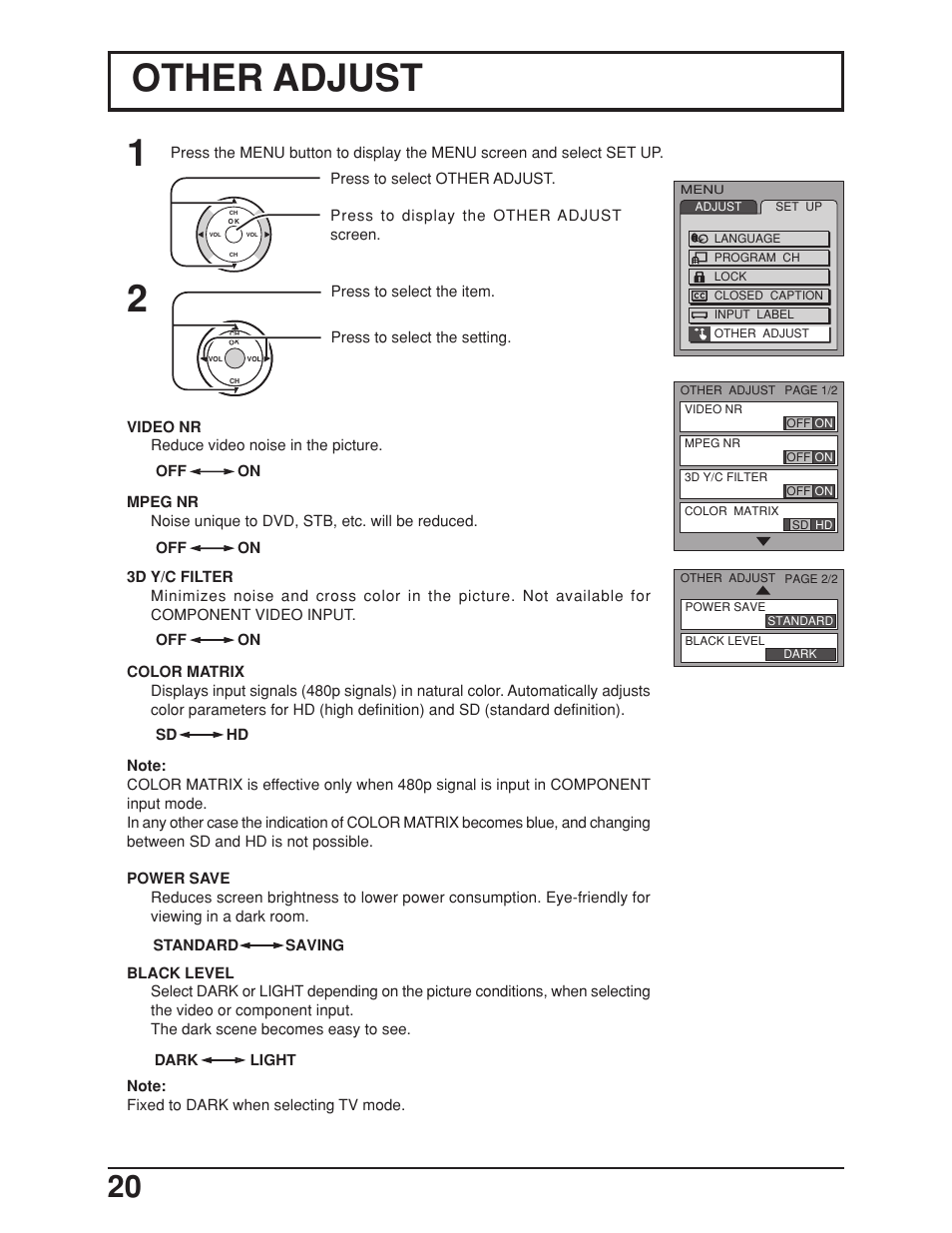 Other adjust | Panasonic TC 23LX50 User Manual | Page 20 / 40