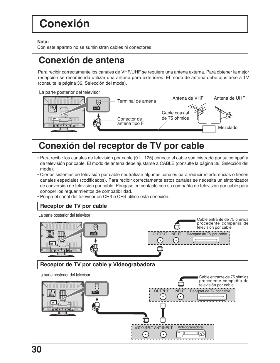 Conexion, Conexión | Panasonic TC 23LX50 User Manual | Page 30 / 40