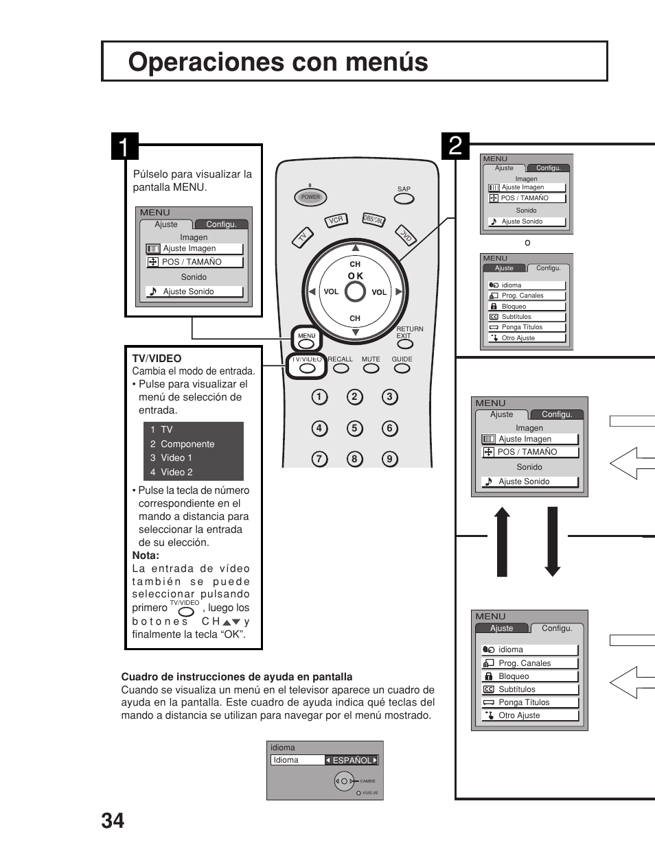 Operaciones con menus, 21 operaciones con menús, Operaciones con menús | Panasonic TC 23LX50 User Manual | Page 34 / 40