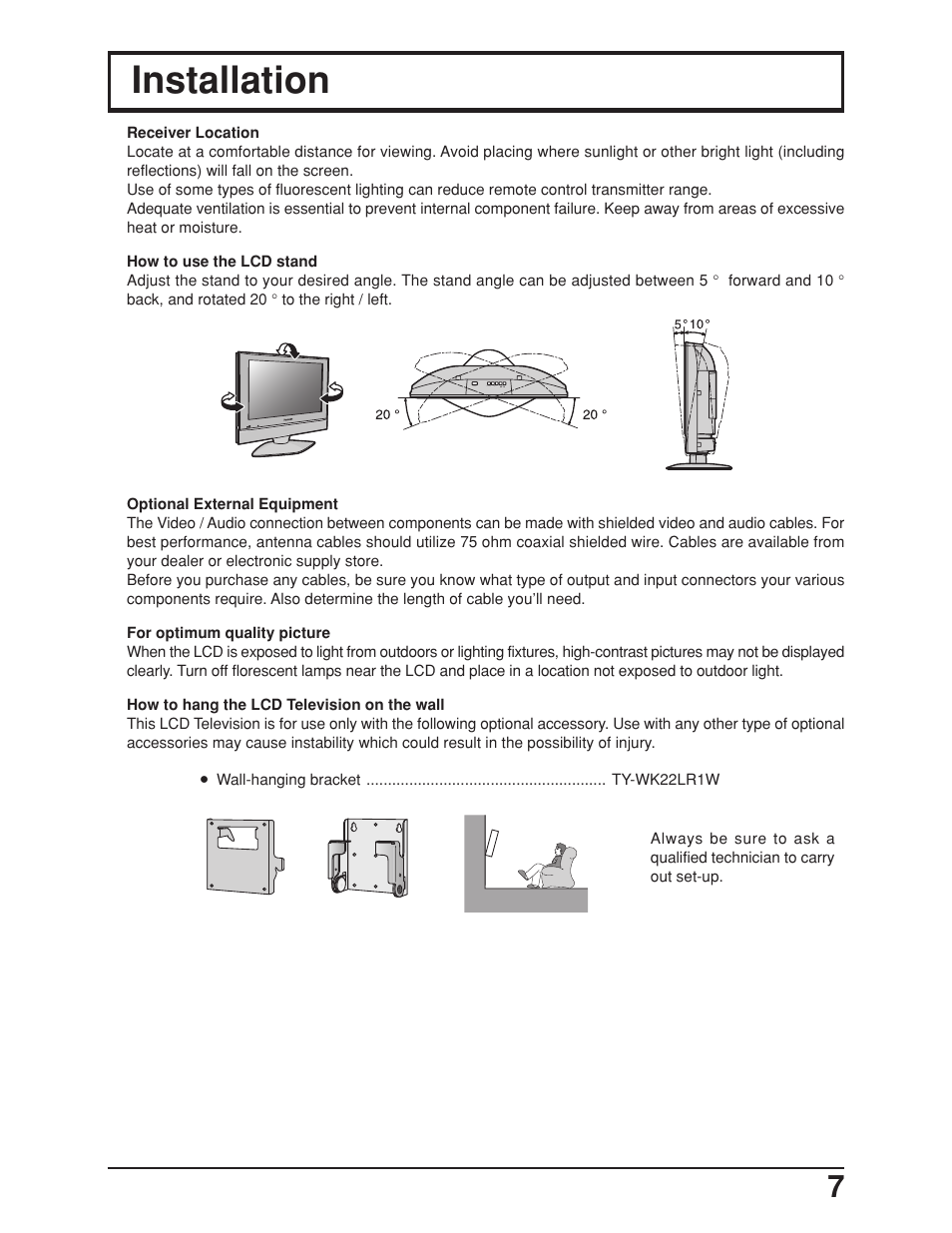 Installation | Panasonic TC 23LX50 User Manual | Page 7 / 40