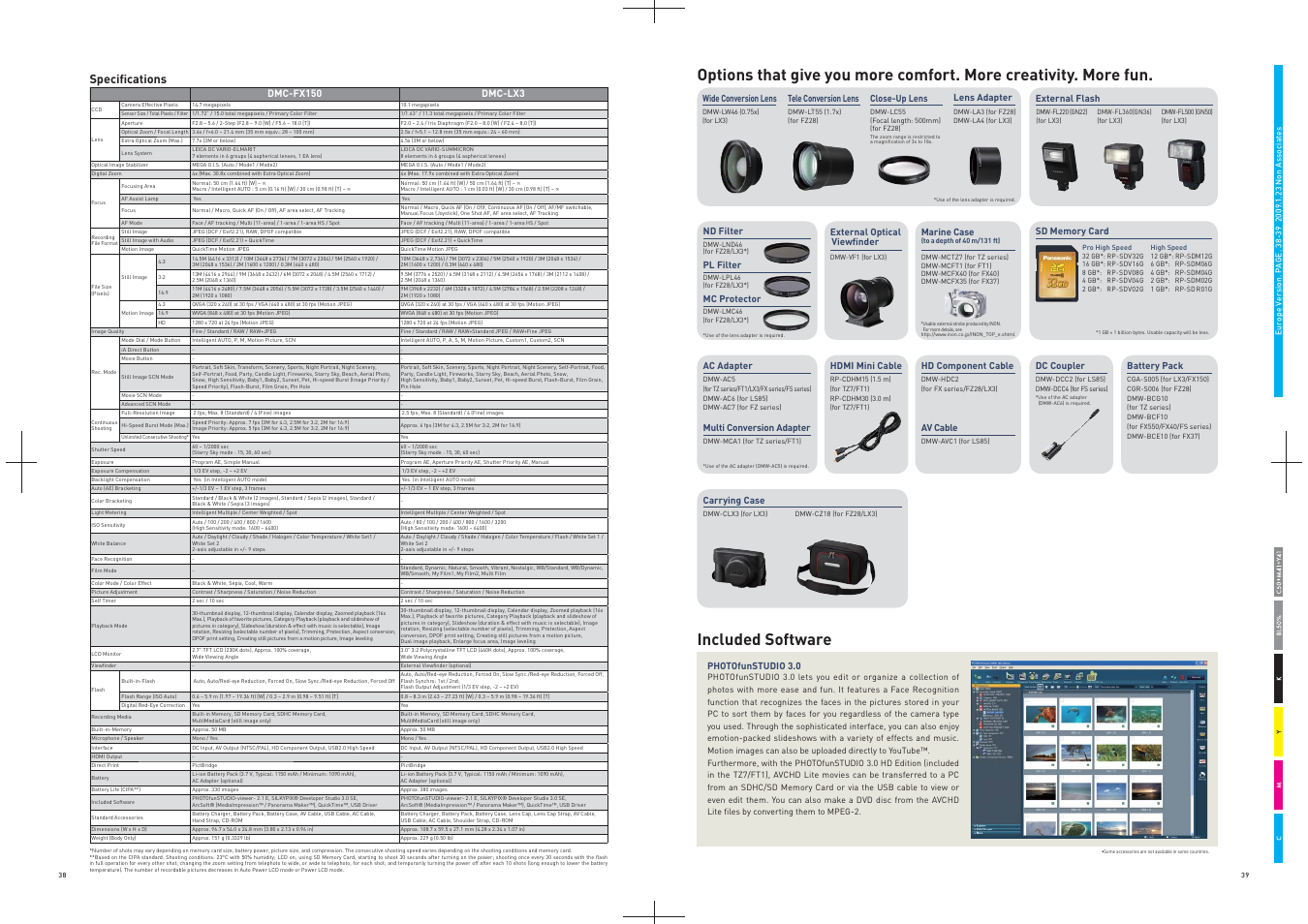 Included software, Specifi cations | Panasonic DMC-FT1 User Manual | Page 20 / 22