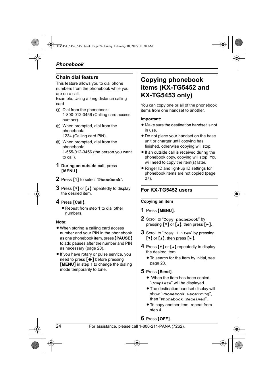 Panasonic KX-TG5453 User Manual | Page 24 / 76