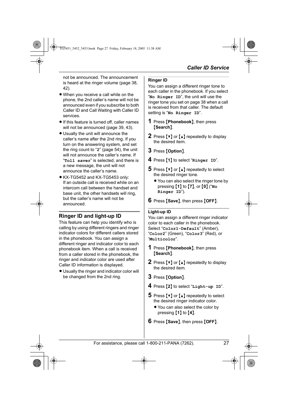 Panasonic KX-TG5453 User Manual | Page 27 / 76