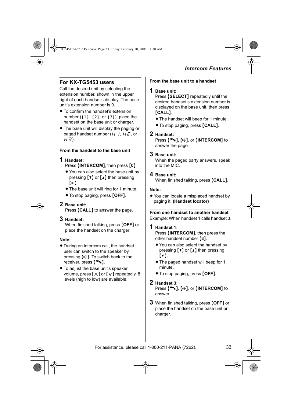Panasonic KX-TG5453 User Manual | Page 33 / 76