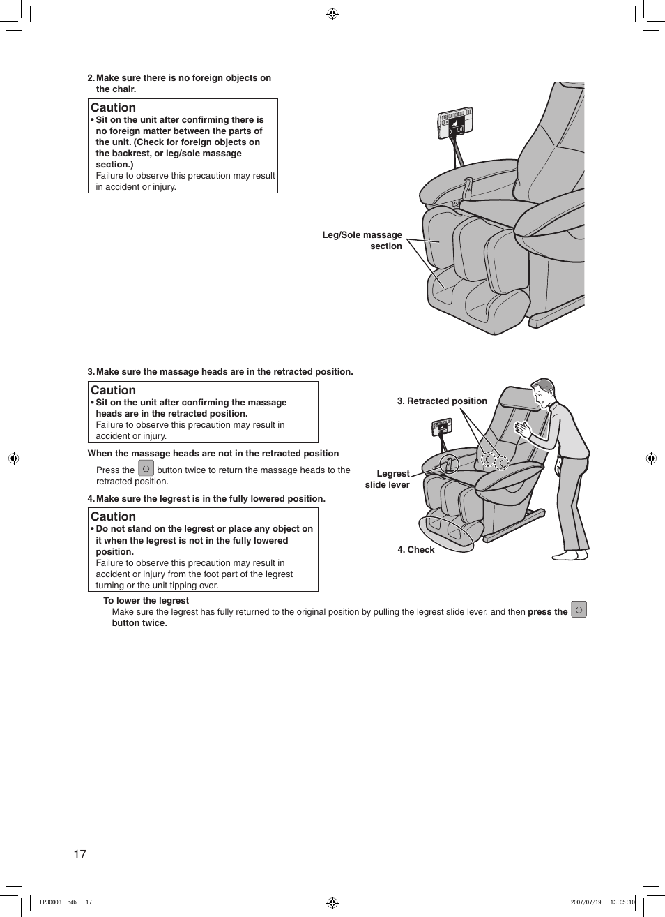 Caution | Panasonic 30003 User Manual | Page 18 / 46