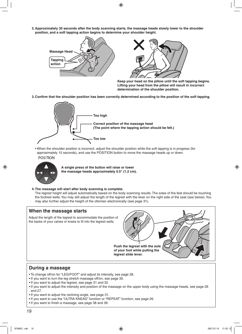 During a massage, When the massage starts | Panasonic 30003 User Manual | Page 20 / 46