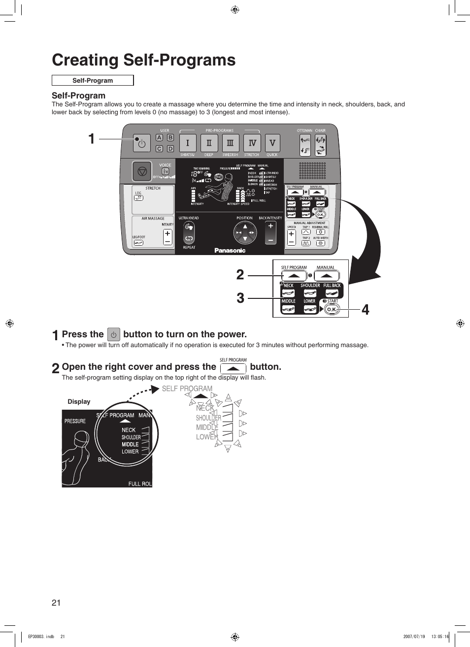 Creating self-programs | Panasonic 30003 User Manual | Page 22 / 46