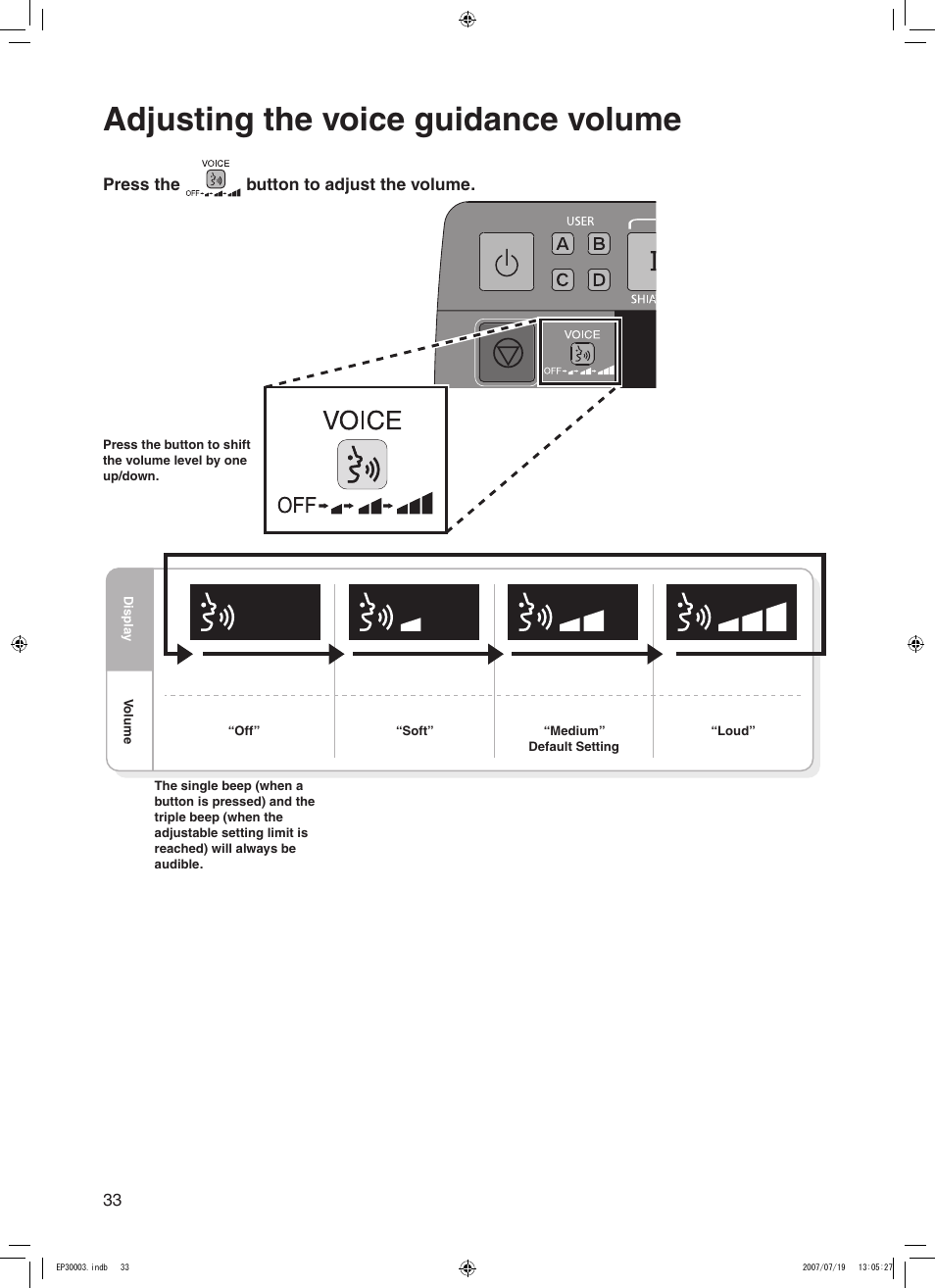 Adjusting the voice guidance volume | Panasonic 30003 User Manual | Page 34 / 46