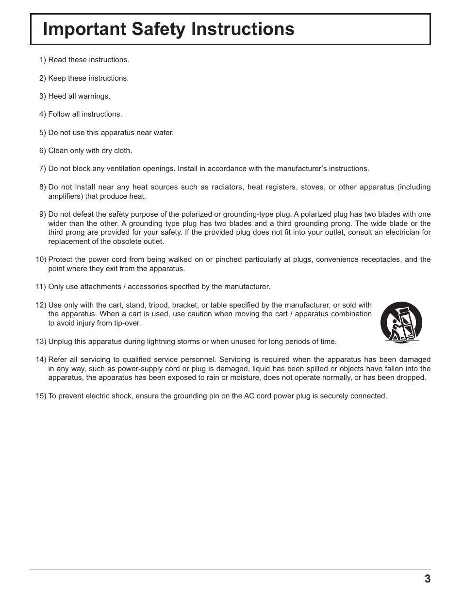 Important safety instructions | Panasonic TH-32LR11UH User Manual | Page 3 / 44