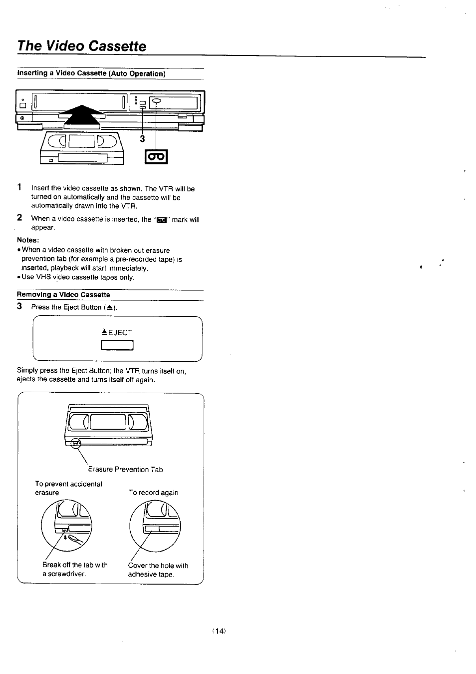 The video cassette | Panasonic NV-J45 Series User Manual | Page 14 / 41