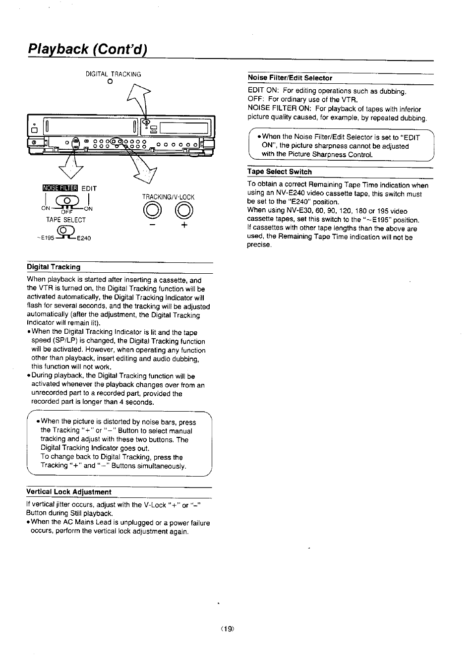 Playback (cont’d) | Panasonic NV-J45 Series User Manual | Page 19 / 41
