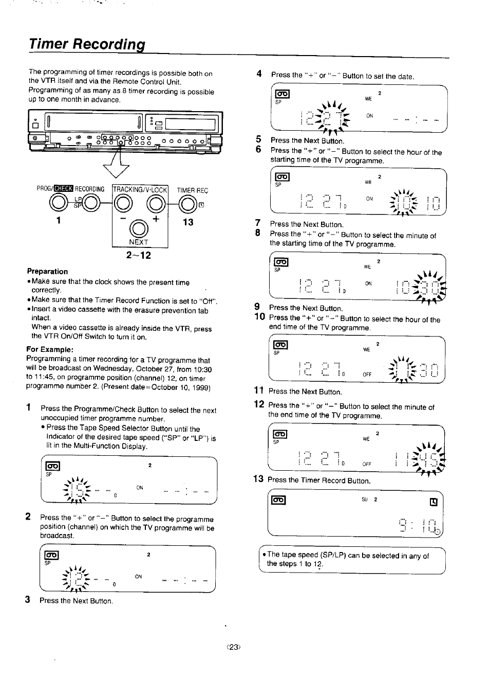 Timer recording | Panasonic NV-J45 Series User Manual | Page 23 / 41