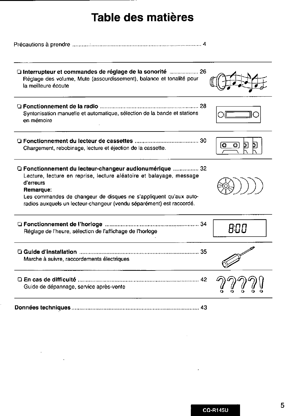 Panasonic CQ-R145U User Manual | Page 5 / 64