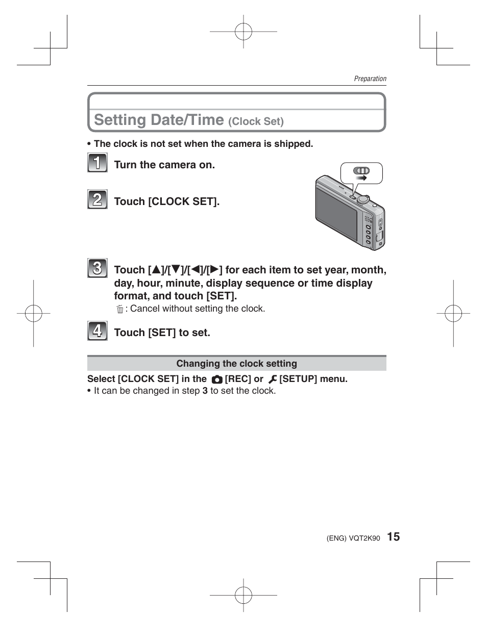 Setting date/time | Panasonic DMC-FH22 User Manual | Page 15 / 34