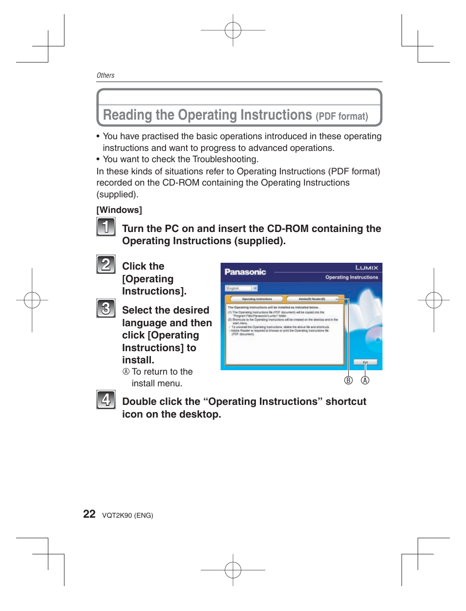 Reading the operating instructions | Panasonic DMC-FH22 User Manual | Page 22 / 34